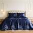 Satin Sheets California King [4-teilig, Mitternachtsblau] Hotel-Luxus-Bettwäsche-Set, weiche Mikrofaser, knitterfrei, farbecht, schmutzabweisend, tiefes Spannbetttuch, Bettlaken, Kissenbezüge
