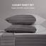 SLEEP ZONE Gestreiftes kühlendes Queen-Bettwäsche-Set – Spannbettlaken und Kissenbezüge-Sets 4-teilig – superweiches gestreiftes Bettlaken, pflegeleicht, Tiefe Tasche (Gull Grey, Queensize)