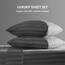SLEEP ZONE Gestreiftes kühlendes Queen-Bettlaken-Set – Spannbettlaken und Kissenbezüge-Sets 4-teilig – superweiches gestreiftes Bettlaken, pflegeleicht, Tiefe Tasche (Grau, Queensize)