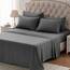 SLEEP ZONE Gestreiftes kühlendes Queen-Bettlaken-Set – Spannbettlaken und Kissenbezüge-Sets 4-teilig – superweiches gestreiftes Bettlaken, pflegeleicht, Tiefe Tasche (Grau, Queensize)