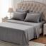 SLEEP ZONE Gestreiftes kühlendes Queen-Bettwäsche-Set – Spannbettlaken und Kissenbezüge-Sets 4-teilig – superweiches gestreiftes Bettlaken, pflegeleicht, Tiefe Tasche (Gull Grey, Queensize)
