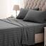 SLEEP ZONE Gestreiftes kühlendes Queen-Bettlaken-Set – Spannbettlaken und Kissenbezüge-Sets 4-teilig – superweiches gestreiftes Bettlaken, pflegeleicht, Tiefe Tasche (Grau, Queensize)