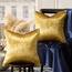 GIGIZAZA Dekorative Kissenbezüge, 40,6 x 40,6 cm, Set mit 2 goldfarbenen quadratischen Couch-Kissenbezügen, Samt, Sofa, Boho-Kissen