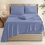 Hearth & Harbor 6 Piece Bed Sheet Set Extra Deep Pocket, Fits Mattress from 18-24 inces Depth, Full, Steel Blue