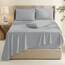 Hearth & Harbor 6 Piece Bed Sheet Set Extra Deep Pocket, Fits Mattress from 18-24 inces Depth, Split King, Silver