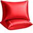 Shop Bedding Luxus Satin Kissenbezug für Haar-Satin Euro Kopfkissenbezug mit Reißverschluss, Blissford Königin (2-Pack) rot
