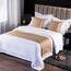 QRGMKL Neue einfarbige Bettläufer weiche, hautfreundliche Bettschals Hochpräzise geometrische Jacquard-Bettwäsche-Schutz-Tagesdecke für das Heimschlafzimmer Hotel-Gold B||210X50cm for 1.5m Bed