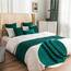 Morbuy Bettläufer und Kissen Bezug, Reversibel Bettschal für den Fuß des Bettes Luxus Weicher Bettlaufer Schlafzimmer für Hotel Gästehaus Schlafzimme (55x55cm (Kissenbezug),dunkelgrün)