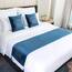 WYHQL Bettläufer Krone drucken heiße Strasssteine werfen Samtschal Quaste Dekor Mode Bettwäsche Schutz für Home Hotel Hochzeit Schlafzimmer (Color : Blue, Size : 45x240cm (for 1.8m Bed))