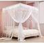 Mengersi Prinzessin-Betthimmel für 4 Pfosten, Moskitonetz, weiß, Twinsize-Bett