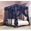 Mengersi Betthimmel, Bettvorhang, luxuriös, gemütlich, Netz, elegant, durchsichtig, Schlafzimmer-Dekoration, Zubehör für Erwachsene, Marineblau, Queensize-Bett