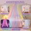 Weiß Betthimmel Mädchen mit Schmetterlingen Licht, 34 Farben Himmelbett Vorhänge Farbe wechselnde LED Licht Prinzessin Baldachin Remote Timer für Kinderzimmer Zelt Twin Full Queen King Size Bett