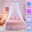 Weiß Betthimmel Mädchen mit Schmetterlingen Licht, 34 Farben Himmelbett Vorhänge Farbe wechselnde LED Licht Prinzessin Baldachin Remote Timer für Kinderzimmer Zelt Twin Full Queen King Size Bett