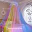 HEYCOLOR Regenbogen Betthimmel Mädchen mit Lichtern, 24 Farben Himmelbett Vorhänge LED-Stern Fee Lichter Prinzessin Baldachin Remote Timer für Kinderzimmer Zelt Twin Full Queen King Size Bett