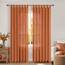 KOUFALL Herbstvorhänge für Wohnzimmer, 213 cm lang, Bauernhaus-Boho-Schlaufenvorhang, Leinen, durchscheinend, gebranntes Orange, 2 Paneele für Schlafzimmer, Herbstdekoration