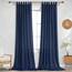 KOUFALL Vorhänge, Leinen, 2 Paneele, halbtransparent, für Wohnzimmer, Marineblau, 274 cm