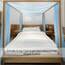 Linentalks Himmelbettvorhang für Einzelbett, luxuriöser durchscheinender Betthimmel, Bettschal, transparenter Baldachin-Schal, Volant, 1 Stück, 132 x 520 cm, Himmelblau