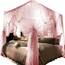 Joyreap Betthimmel mit 4 Ecken, rosa Betthimmel, gemütliche Vorhänge – Moskitonetz mit 4 Öffnungen – niedliche Prinzessinnen-Schlafzimmer-Dekoration (149.9 cm B x 198.1 cm L, Full/Queen)