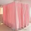 AIKASY Prinzessinnen-Betthimmel-Vorhänge mit Bändern oben – winddicht und lichtdicht für Mädchen und Erwachsene, Schlafzimmer-Dekoration, Betthimmel-Vorhänge (Doppelbett, Rosa)