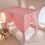 AIKASY Prinzessinnen-Betthimmel-Vorhänge mit Bändern oben – winddicht und lichtdicht für Mädchen und Erwachsene, Schlafzimmer-Dekoration, Betthimmel-Vorhänge (Doppelbett, Rosa)