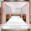 Linentalks Himmelbettvorhang für Queensize- und Doppelbett, luxuriöser Betthimmelvorhang, Bettvolant, Baldachin-Bettschal, 132 x 579 cm, Rosa