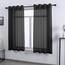 DONREN Jet Black strukturierte transparente Gardinen – kurze transparente Vorhänge mit Ösen – 2 Paneele für Badezimmer, 132,1 x 114,3 cm