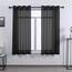 DONREN Jet Black strukturierte transparente Gardinen – kurze transparente Vorhänge mit Ösen – 2 Paneele für Badezimmer, 132,1 x 114,3 cm