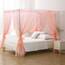 WANFASO Queen-Size-Bettvorhänge Rosa, Prinzessinnen-Bettvorhänge mit Chiffon-Stoff, 8 Vorhänge und 4 Raffhalter, Geeignet für Queen-Size-Bett, Rosa