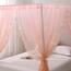 WANFASO Queen-Size-Bettvorhänge Rosa, Prinzessinnen-Bettvorhänge mit Chiffon-Stoff, 8 Vorhänge und 4 Raffhalter, Geeignet für Queen-Size-Bett, Rosa