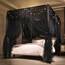 VETHIN 4 Ecken Pfosten Rüschen Prinzessin Bett Baldachin Vorhang, doppellagig, gemütlich, schwarz, 162.6 cm Bx208.3 cm Lx208.3 cm H/Q ueen