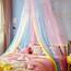 Comtelek Moskitonetz-Betthimmel für Mädchen, Regenbogen-Baldachin, Bettvorhänge, volle Queen-Size-Größe von der Decke, Kuppel-Moskitonetz, Bettzelt für Zwillingsmädchen, Prinzessinnen-Baldachin,