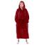 Waitu Tragbare Decke Sweatshirt für Damen und Herren, super warm und gemütlich, große Decke, Hoodie, Dicke Flanelldecke mit Ärmeln und riesiger Tasche, Rot