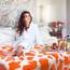 HSEEC Überwurfdecken, weiche Fleece-Decken und Überwürfe, superweiche Plüschdecke, Doppelgröße, Orange