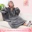 Waitu Tragbare Decke Sweatshirt für Damen und Herren, super warm und gemütlich, große Decke, Hoodie, Dicke Flanelldecke mit Ärmeln und riesiger Tasche – Grau
