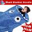 Waitu Shark Hoodie Decke für Erwachsene - Wearable Blanket Hoodie für Frauen und Männer, Lustige Decke mit Ärmeln, Kapuzendecke Hai Geschenk, Blau
