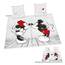 Herding DISNEY MICKEY & MINNIE Partnerbettwäsche-Set, 2 x Bettbezug 135x200 cm, 2 x Kopfkissenbezug 80 x 80 cm, Baumwolle/Renforcé & Disney`s Mickey & Minnie Microfaserflauschdecke, weiß, 150 x 200 cm