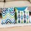 Wilproo Decorative Green Blue Abstract Throw Pillow Covers 16x16 Inch Set of 4, Geometric Cotton Linen Outdoor Cushion Cover Square Pillowcase for Car Sofa Couch Home Decor
