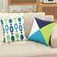 Wilproo Decorative Green Blue Abstract Throw Pillow Covers 16x16 Inch Set of 4, Geometric Cotton Linen Outdoor Cushion Cover Square Pillowcase for Car Sofa Couch Home Decor