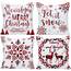 Wilproo Set of 4 Merry Christmas Deer Snowflake Pine Tree Castle Sled Forest Pattern Red Cotton Linen Square Throw Waist Pillow Case Decorative Cushion Cover for Couch Sofa 20x20 inches