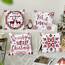 Wilproo Set of 4 Merry Christmas Deer Snowflake Pine Tree Castle Sled Forest Pattern Red Cotton Linen Square Throw Waist Pillow Case Decorative Cushion Cover for Couch Sofa 20x20 inches