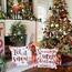 Wilproo Set of 4 Merry Christmas Deer Snowflake Pine Tree Castle Sled Forest Pattern Red Cotton Linen Square Throw Waist Pillow Case Decorative Cushion Cover for Couch Sofa 20x20 inches