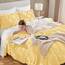 Andency Gelbe Quetschfalten für Queen-Size-Bett (228 x 228 cm), 3-teilig (1 Biesendecke und 2 Kissenbezüge), Biesen-Bettwäsche-Set aus Mikrofaser für alle Jahreszeiten