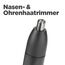 BaByliss Nasen- und Ohrenhaarschneider – Präzises 2-Klingen-System, batteriebetrieben, Edelstahl, leicht zu reinigen mit abnehmbaren Aufsätzen, Schwarz, E650E