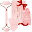 PLANTIFIQUE Rosenquarz Gesichtsroller und Gua Sha Stein Set - Face Roller & Guasha für Gesichtsmassage und reduziert Schwellungen - Face Massager - Massagesteine Gesicht