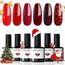 modelones UV Nagellack, Rot Glitzer 6 Farben Gel Nagellack Set, Soak Off Natur Gel Nail Polish Nageldesigns, UV-LED Lack, Gellack für Anfänger Nail Art Maniküre Salon