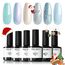 modelones UV Nagellack, Blau Glitzer 6 Farben Shellac Gel Nagellack Set, Soak Off Natur Gel Polish Nageldesigns, UV-LED Nagellack UV Gel Lack, Gellack Nagellack für Anfänger Nail Art Maniküre Salon