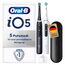 Oral-B iO Series 5 Elektrische Zahnbürste Doppelpack — Electric Toothbrush, Inkl. 2 Aufsteckbürsten und Reise-Etui — 5 Putzmodi für Zahnpflege, Zahnbürste Elektrisch, Designed by Braun, Schwarz/Weiß