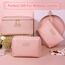 MAANGE 3 Stück Kosmetiktasche (L+M+S), Groß Schminktasche für Damen PU Leder Reise Kosmetiktaschen Kleine Make Up Tasche für Handtasche mit Fächern, Rosa