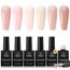 Beetles Farbiger Basis-Gel-Nagellack, 6 Farben Nude-Pink-Gel Nail Polish Pfirsich-Pink neutraler Nagellack transparente Farben Toner Soak-Off-Nagelkunst für Frauen