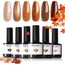 Modelones UV Nagellack 6 Farben Gel Nagellack UV Braun Orange Schokoliert Glitzer Soak Off Gel Polish für Maniküre Nageldesign Herbst Winter